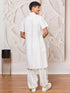 Men's White Viscose Kurta And Patiala Set